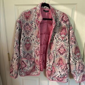 Torrid Pink and White Floral Quilted Blazer